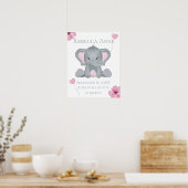 Gepersonaliseerde vogelstand Baby olifant roze gri Poster (Keuken)