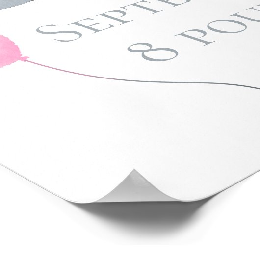 Gepersonaliseerde vogelstand Baby olifant roze gri Poster (Hoek)