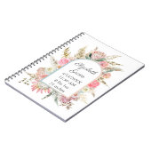 Gepersonaliseerde vogelstand Roze Floral White Bab Notitieboek (Linkerzijde)