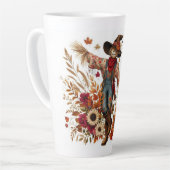 Gepersonaliseerde vogelverschrikker en herfstblade latte mok (Linkerhoek)