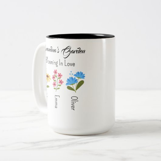 Gepersonaliseerde vogelvlucht, grootmakerstuin tweekleurige koffiemok (Voorkant links)