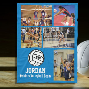 Gepersonaliseerde volleybal 5 Foto Collage Name Te Fleece Deken