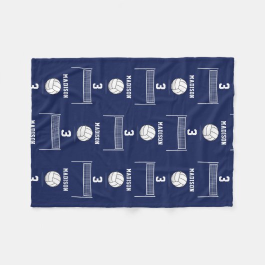 Gepersonaliseerde Volleybal Bal & Netto Patroon Fleece Deken (Voorkant (Horizontaal))