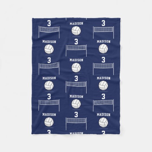 Gepersonaliseerde Volleybal Bal & Netto Patroon Fleece Deken (Voorkant)