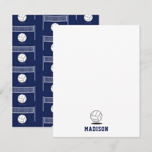 Gepersonaliseerde Volleybal Bal & Netto Patroon Notitiekaartje (Voorkant / Achterkant)