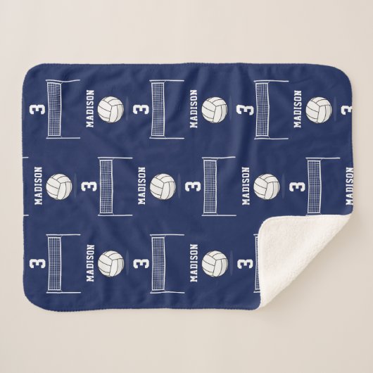Gepersonaliseerde Volleybal Bal & Netto Patroon Sherpa Deken (Voorkant (horizontaal))