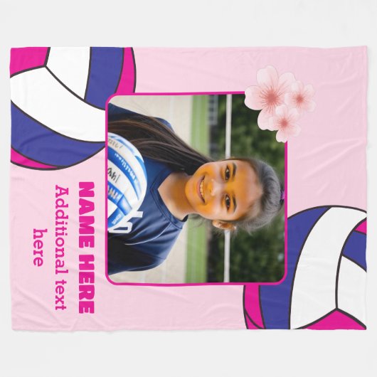 Gepersonaliseerde volleybal foto fleece deken (Voorkant (Horizontaal))
