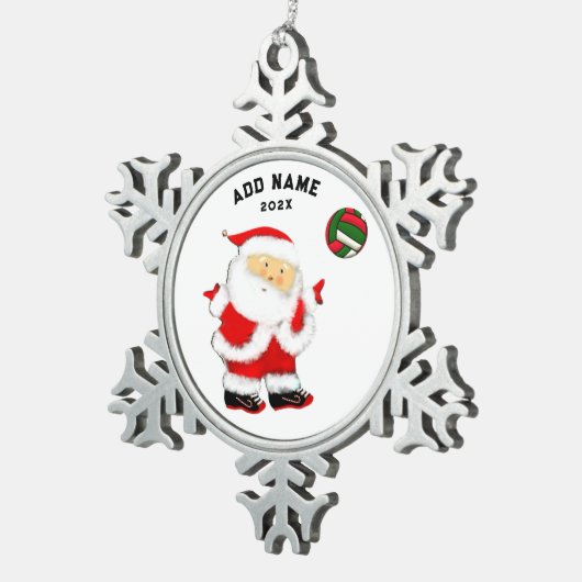 Gepersonaliseerde volleybal geschenken tin sneeuwvlok ornament (Rechts)