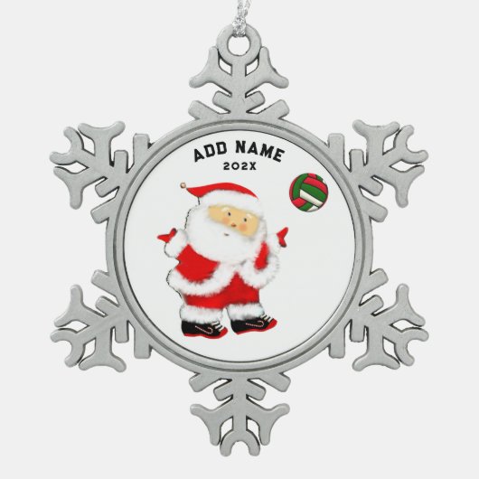 Gepersonaliseerde volleybal geschenken tin sneeuwvlok ornament (Voorkant)