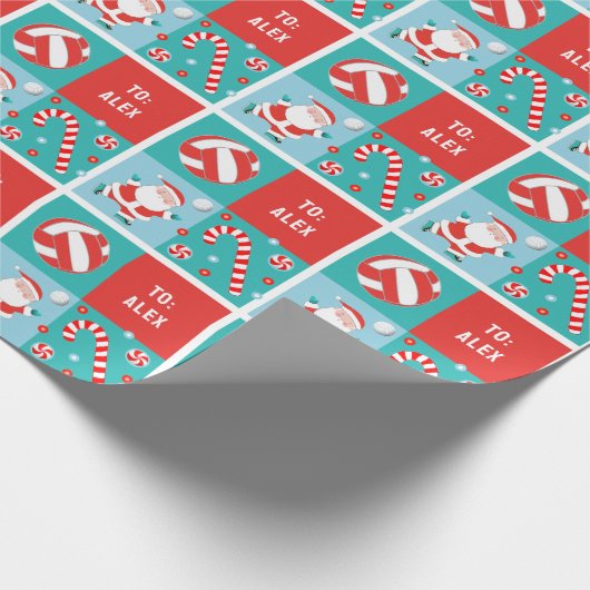 Gepersonaliseerde volleybal Kerstmis Cadeaupapier (Hoek)