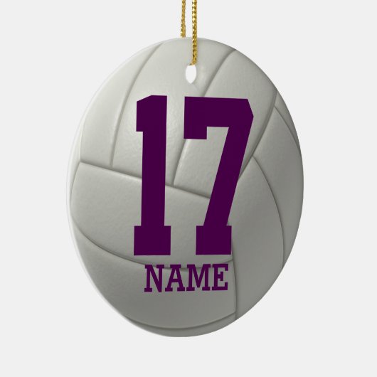 Gepersonaliseerde volleybal (naam en teamnummer) keramisch ornament (Rechts)