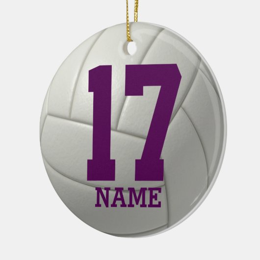 Gepersonaliseerde volleybal (naam en teamnummer) keramisch ornament (Links)