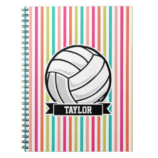 Gepersonaliseerde volleybal op kleurrijke strepen notitieboek