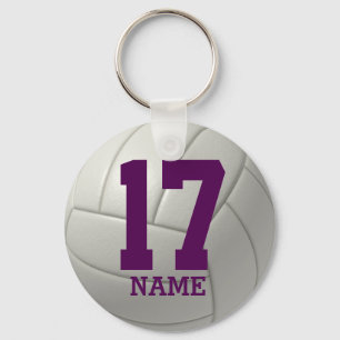 Gepersonaliseerde volleybal (paarse naam en nummer sleutelhanger