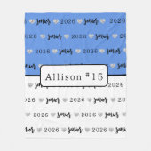 Gepersonaliseerde Volleybal Senior blauw en wit Fleece Deken (Voorkant)