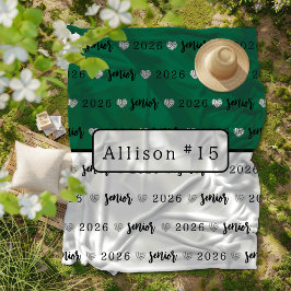 Gepersonaliseerde Volleybal Senior groen en wit Fleece Deken