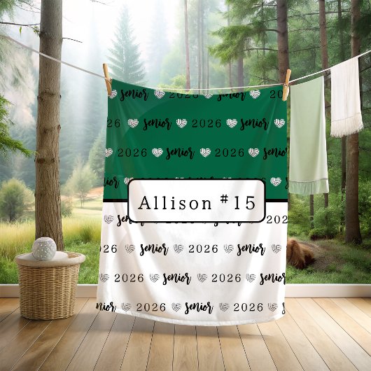 Gepersonaliseerde Volleybal Senior groen en wit Fleece Deken