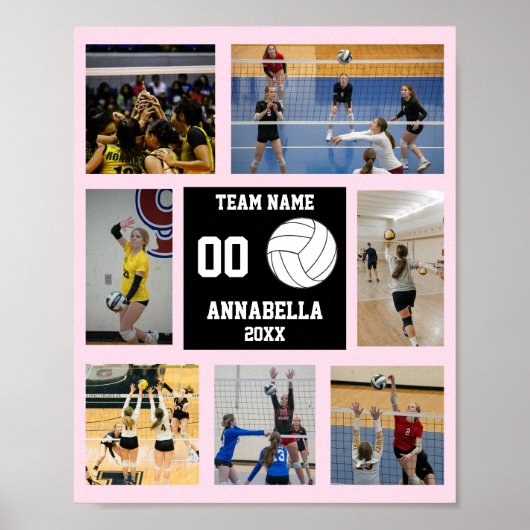 Gepersonaliseerde Volleybal Team Meisjes Fotocolla Poster (Voorkant)
