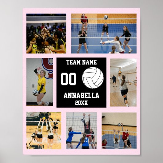 Gepersonaliseerde Volleybal Team Meisjes Fotocolla Poster (Voorkant)