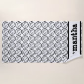 Gepersonaliseerde Volleybal Zwart Strandlaken (Voorkant)