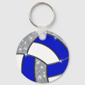 Gepersonaliseerde volleybalcadeautjes, blauwe, wit sleutelhanger (Achterkant)