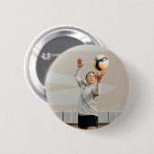 Gepersonaliseerde volleybalspeler Fotosport Ronde Button 5,7 Cm (Voorkant /achterkant)