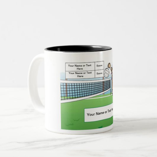 Gepersonaliseerde Volleybalspeler - Mannelijke Car Tweekleurige Koffiemok (Voorkant links)