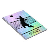 Gepersonaliseerde volleybalspeler Net kleurig Notitieboek (Rechterzijde)