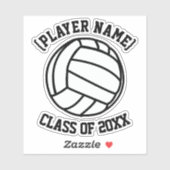 Gepersonaliseerde volleybalspeler sticker (Vel)