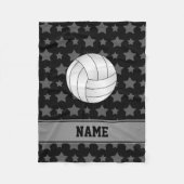 Gepersonaliseerde volleybalzwarte sterren fleece deken (Voorkant)