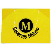 Gepersonaliseerde voor- en achterkant gele geschen groot cadeauzakje (Voorkant)