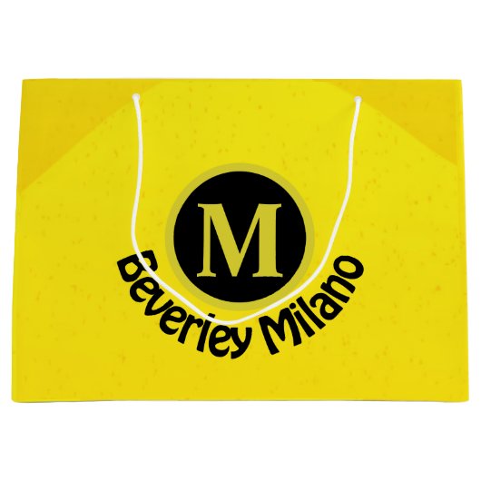 Gepersonaliseerde voor- en achterkant gele geschen groot cadeauzakje (Voorkant)