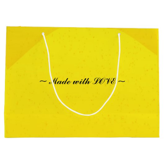 Gepersonaliseerde voor- en achterkant gele geschen groot cadeauzakje (Achterkant)