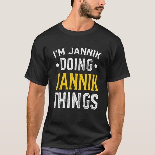 Gepersonaliseerde voornaam Ik ben Jannik aan het d T-shirt (Voorkant)