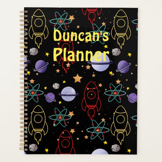 Gepersonaliseerde voornaam Space Thema Planner (Voorkant)