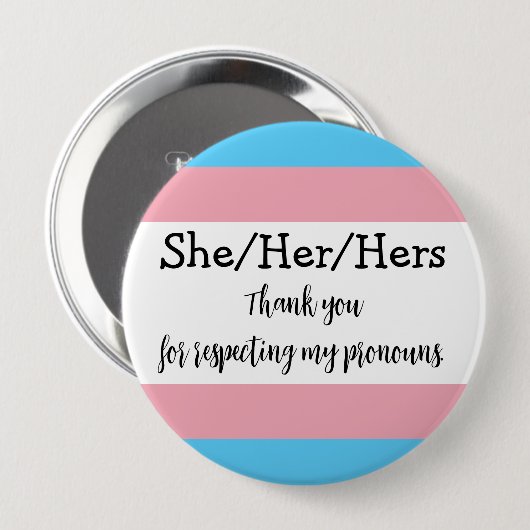 Gepersonaliseerde voornaamwoorden Ze Trans Button (Voorkant /achterkant)