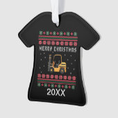 Gepersonaliseerde vorkheftruck Ugly KerstSweater Ornament (voorkant)