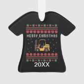 Gepersonaliseerde vorkheftruck Ugly KerstSweater Ornament (achterkant)