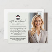 Gepersonaliseerde vraag me over vastgoedmarketing briefkaart (Voorkant / Achterkant)