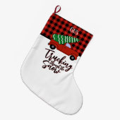 Gepersonaliseerde Vrachtwagen Kerstmis Stocking Re Grote Kerstsok (Voorkant (Hangend))