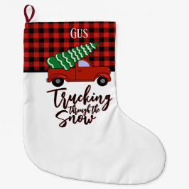 Gepersonaliseerde Vrachtwagen Kerstmis Stocking Re Grote Kerstsok