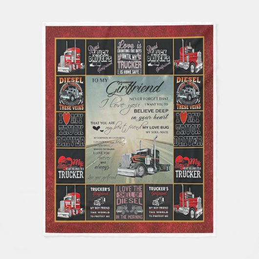 Gepersonaliseerde vrachtwagenchauffeur naar mijn V Fleece Deken (Voorkant)