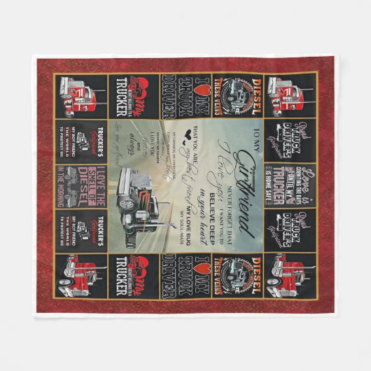 Gepersonaliseerde vrachtwagenchauffeur naar mijn V Fleece Deken (Voorkant (Horizontaal))