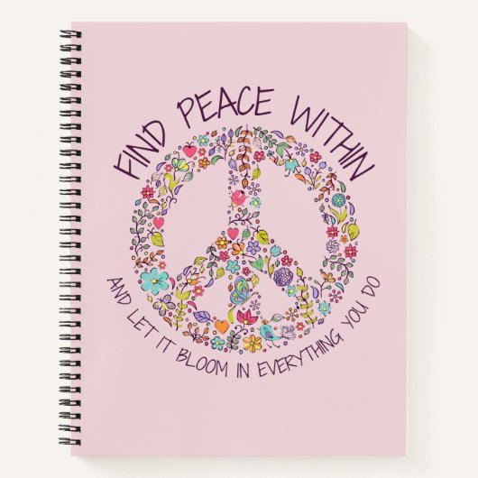 Gepersonaliseerde vrede binnen Floral Notitieboek (Voorkant)