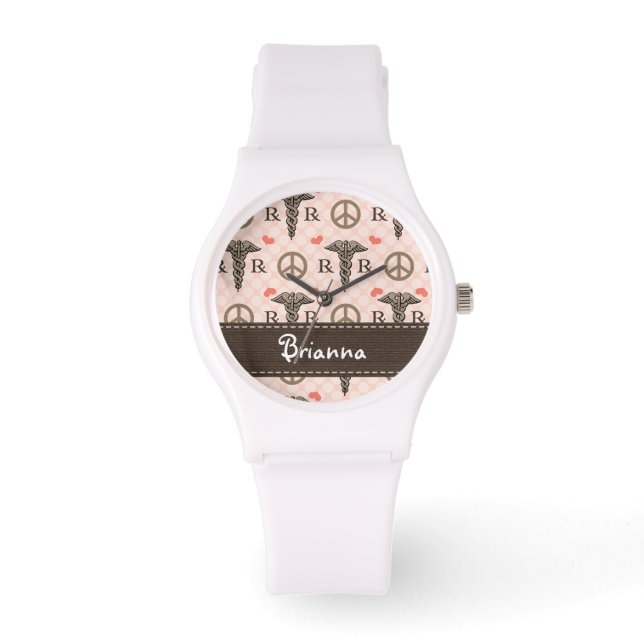 Gepersonaliseerde vrede Liefde Apotheek Horloge (Voorkant)