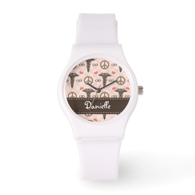 Gepersonaliseerde vrede Liefde Apotheek Horloge (Voorkant)