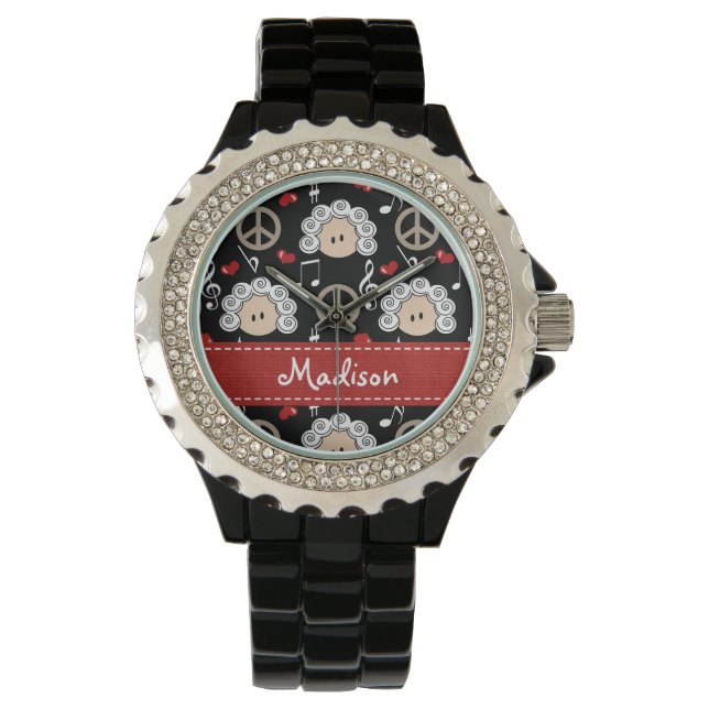 Gepersonaliseerde vrede Liefde Beethoven Horloge (Voorkant)