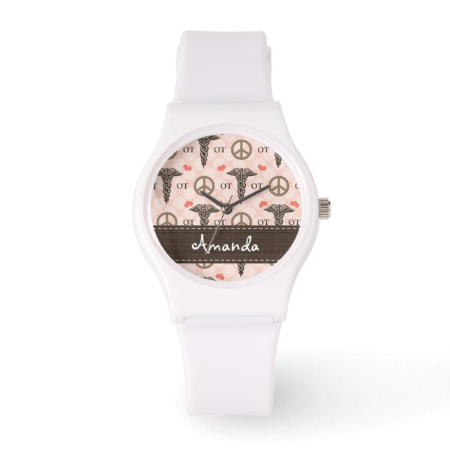 Gepersonaliseerde vrede Liefde Beroepstherapie Horloge (Voorkant)