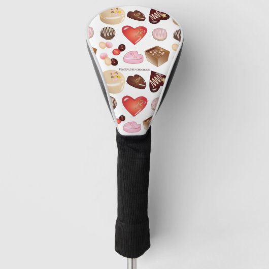 Gepersonaliseerde vrede Liefde Chocolade Snoep Har Golfheadcover (Voorkant)