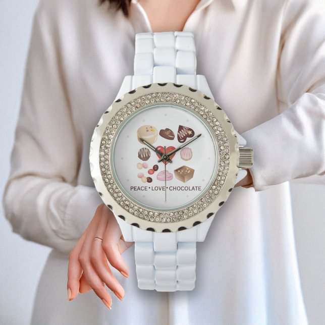 Gepersonaliseerde vrede Liefde Chocolade Snoep Har Horloge (Creator heeft geüpload)